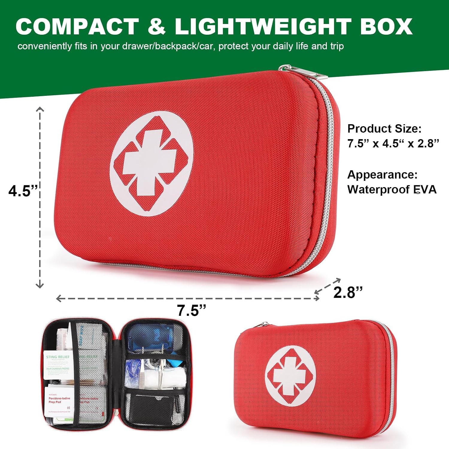 SYOSI First Aid Kit, 338 Pcs Waterproof Emergency Kit Survival Gear Trauma Kit with Essential Emergency Medical Supplies, Suitable for Travel Home Office Vehicle Outdoor Camping Hiking