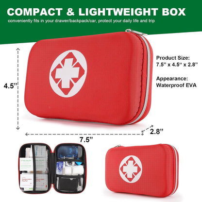 SYOSI First Aid Kit, 338 Pcs Waterproof Emergency Kit Survival Gear Trauma Kit with Essential Emergency Medical Supplies, Suitable for Travel Home Office Vehicle Outdoor Camping Hiking