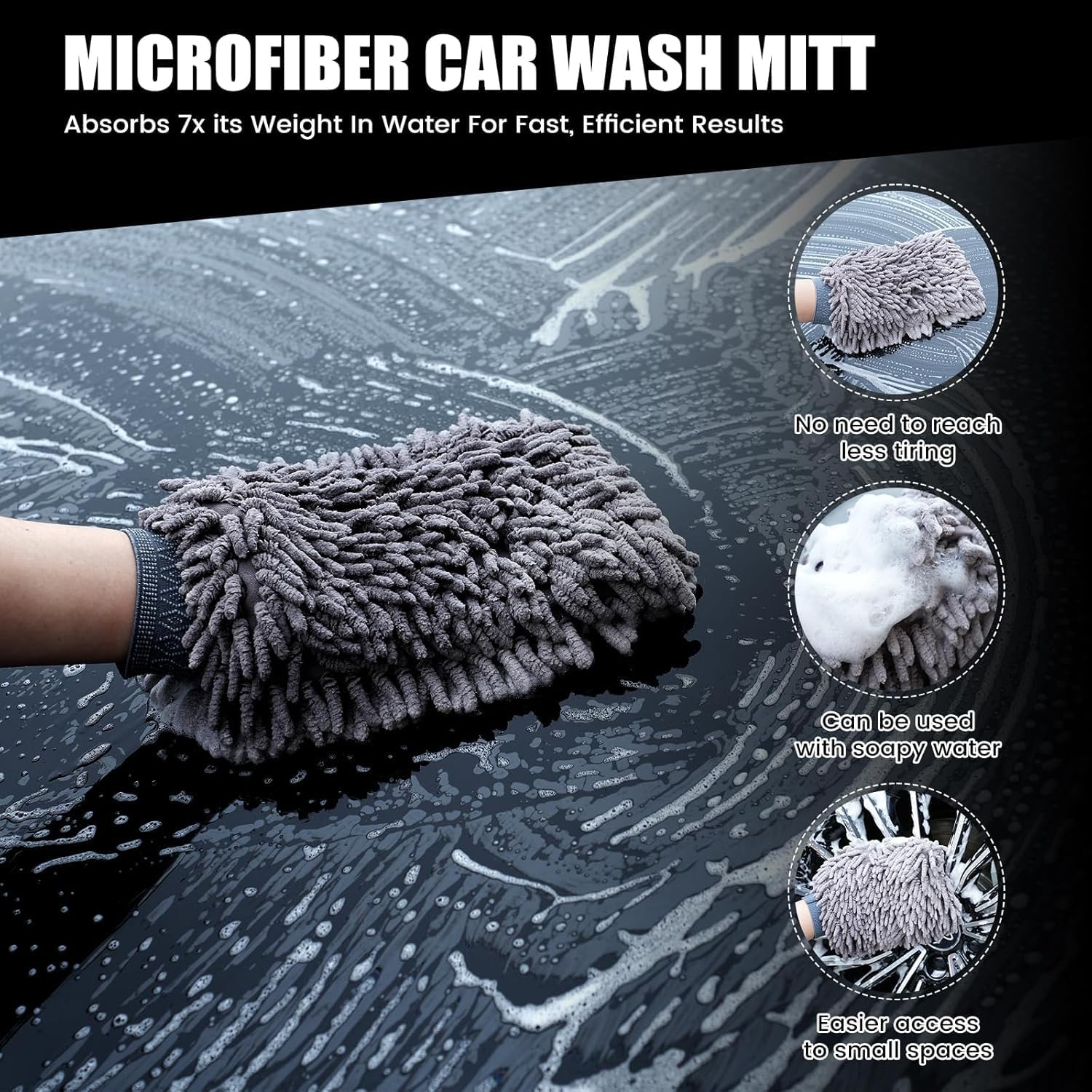 4in1 Car towel set, 2 x 1300 GSM Microfiber Drying Towel, 1x Car Wash Mitt, 1x Car Detailing Brush