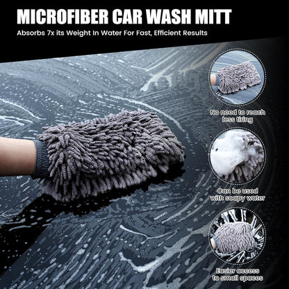 4in1 Car towel set, 2 x 1300 GSM Microfiber Drying Towel, 1x Car Wash Mitt, 1x Car Detailing Brush