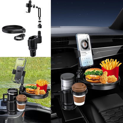 X spring Cup Holder Extender, Black Car Cup Holder Expansion Adapter, Multi-Functional Vehicle Drink Organizer for Road Trips, Commuting, and Daily Driving Convenience