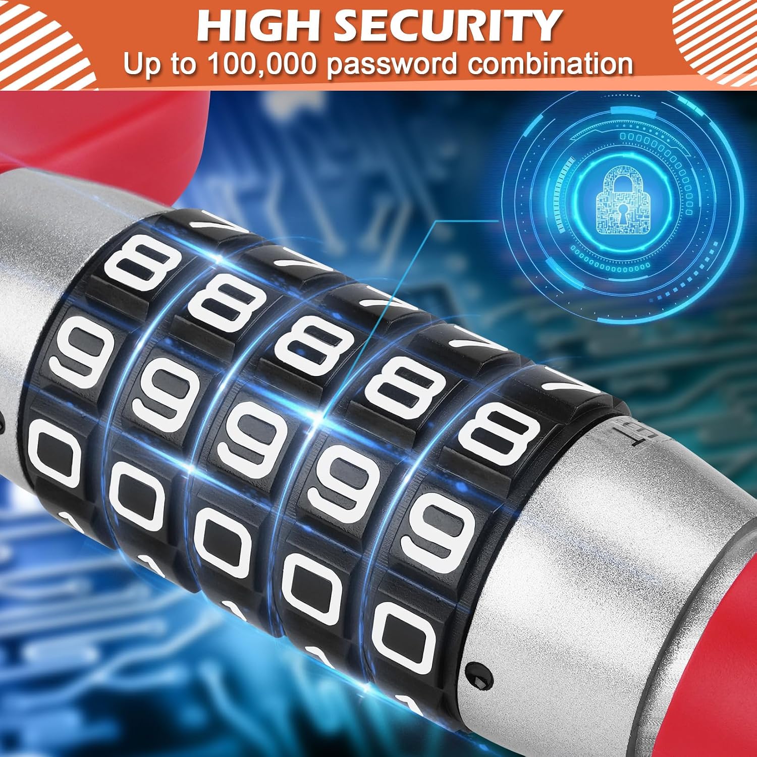 Combination Steering Wheel Lock Password Code Heavy Duty Car Security Black