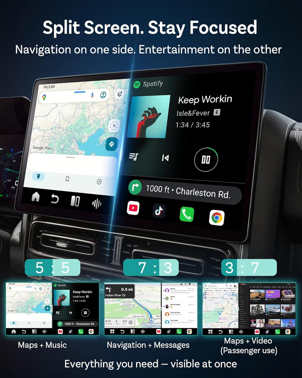 Ottocast P3 Pro OttoAibox Smart AI Car Box with Voice Assistant, Wireless CarPlay & Android Auto, HDMI Out, 5G WiFi Bluetooth 6, Cloud SIM, Split-Screen, Android 13 System
