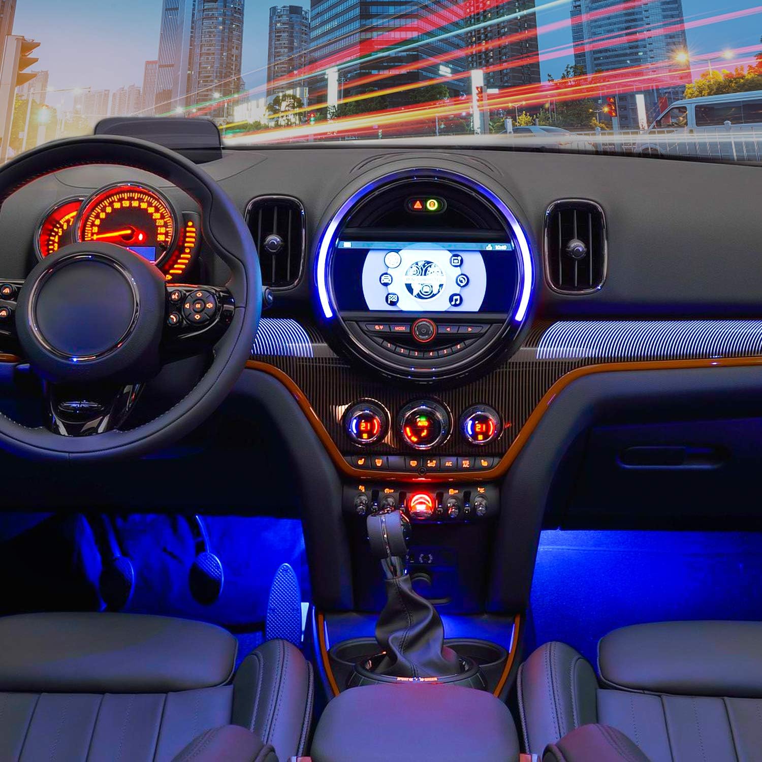 Nilight 4PCS 48 LEDs USB Interior Lights DC 5V Multicolor Music Car Strip Light Under Dash Lighting Kit with Sound Active Function and Wireless Remote Control, 2 Years Warranty
