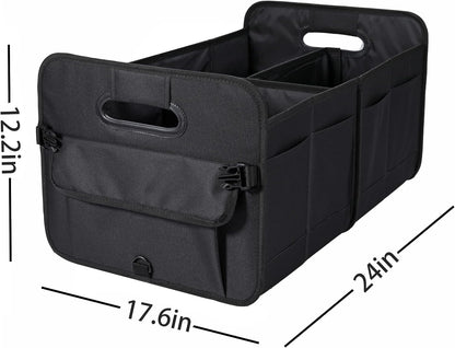 AOKJOY Car Trunk Organizer Car Storage Organizer Collapsible Multi Compartment Car Organizer Adjustable Straps Car Organizer for SUV(Black)