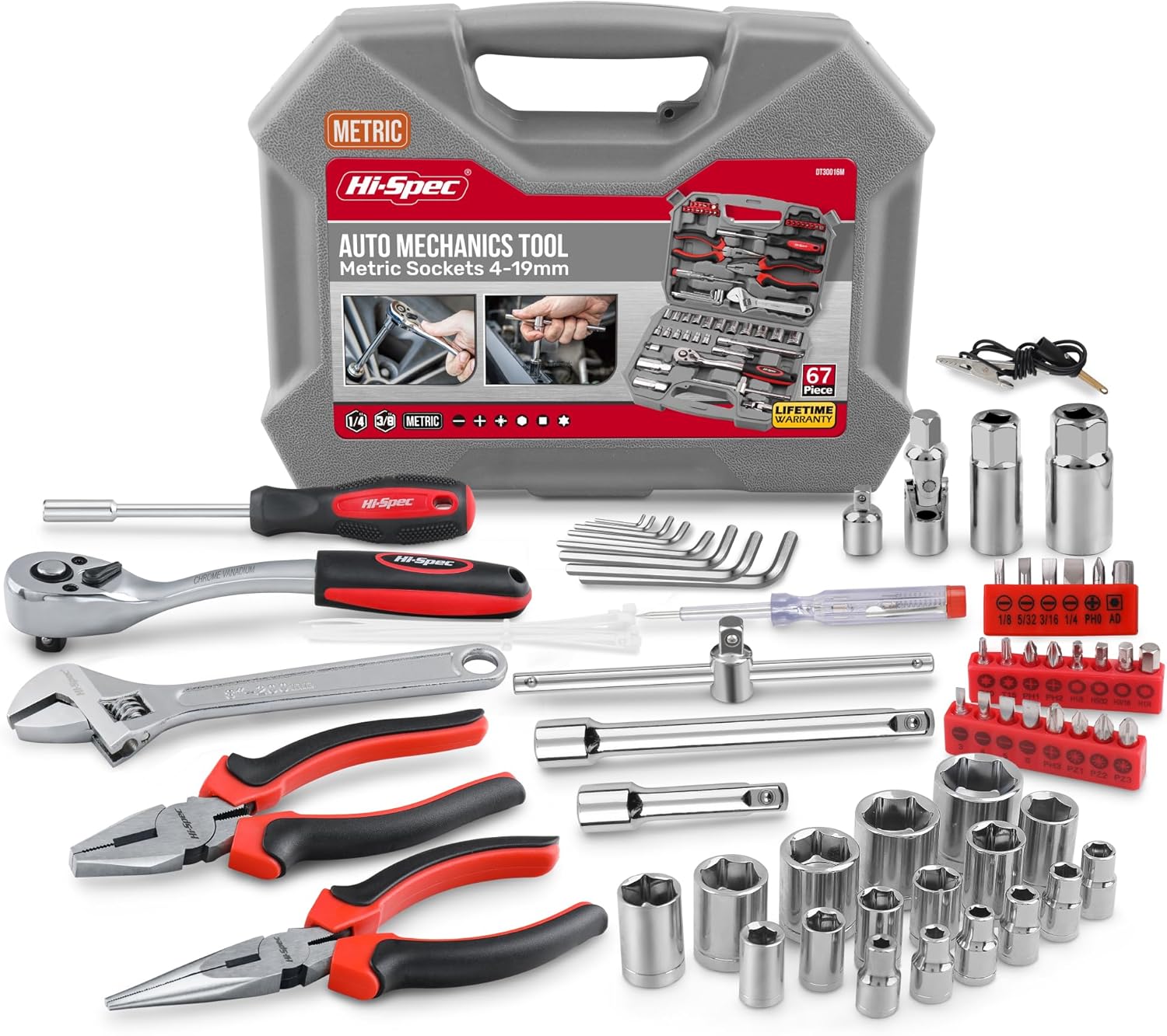 Hi-Spec 67-Piece Auto Mechanics Tool Set for Car Repair, Vehicle Maintenance and DIY Use