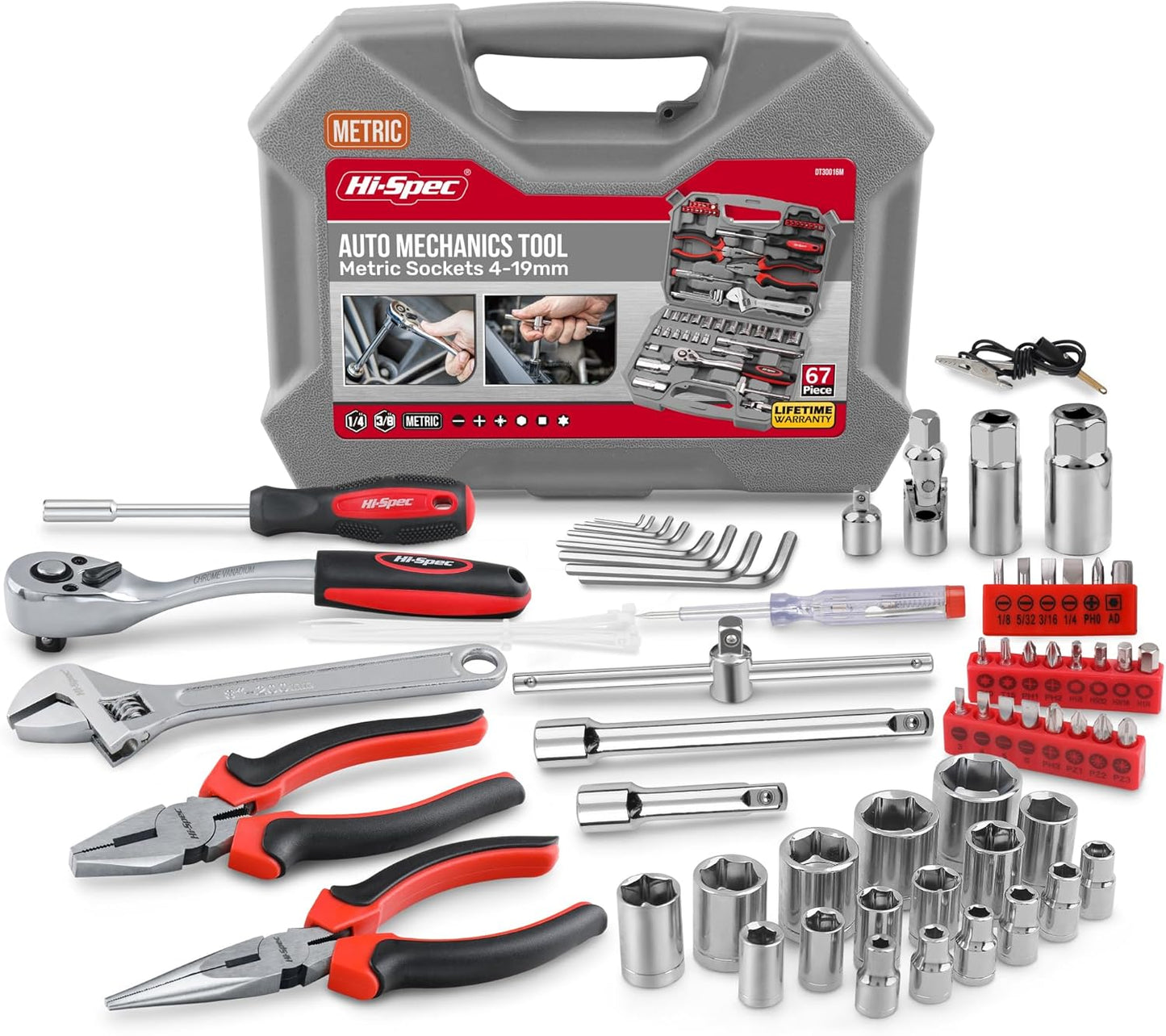 Hi-Spec 67-Piece Auto Mechanics Tool Set for Car Repair, Vehicle Maintenance and DIY Use