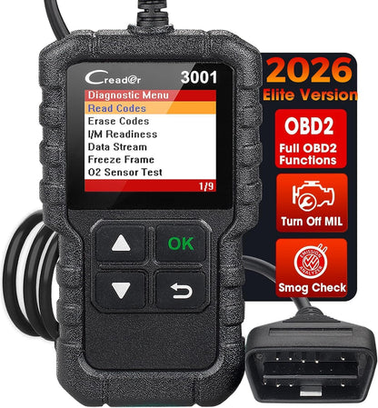 جهاز كشف أعطال السيارات لونش كريدر 3001 بنظام OBD2 لفحص أعطال لمبة فحص المحرك وحساس الأكسجين، أداة تشخيص السيارات لجميع بروتوكولات OBDII منذ 1996