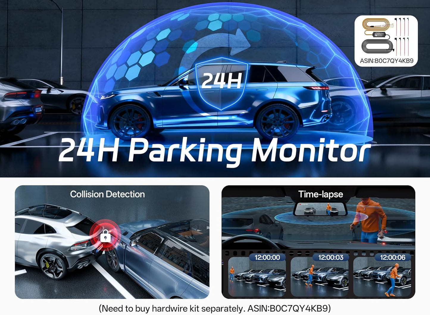 Pelsee P12 Pro 4K Mirror Dash Cam, 12'' Rear View Mirror Camera Smart Driving Assistant w/ADAS and BSD,2160P Front and Rear Camera,Voice Control,Night Vision,Parking Monitoring,32GB Memory Card