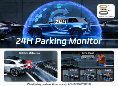Pelsee P12 Pro 4K Mirror Dash Cam, 12'' Rear View Mirror Camera Smart Driving Assistant w/ADAS and BSD,2160P Front and Rear Camera,Voice Control,Night Vision,Parking Monitoring,32GB Memory Card