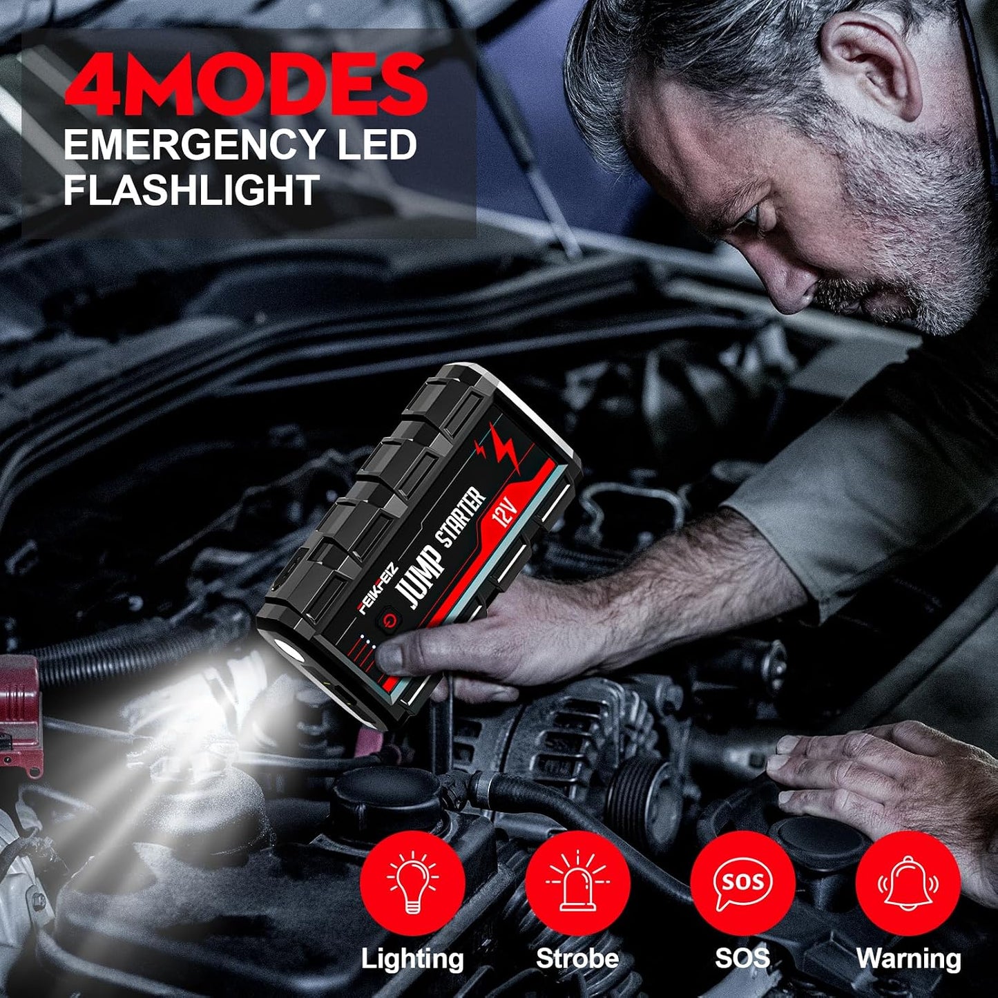 FEIKFEIZ Car Jump Starter 6000A Peak 26800mAh 12V Super Safe Jump Starter(Up to All Gas, 10.0L Diesel Engine), with USB Quick Charge 3.0