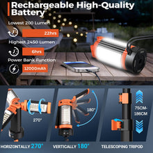 Portable LED Camping Lantern-Cordless Work Light Magnetic Camping Essentials-Detachable Tripod-Rechargeable with Stand-Indoor Outdoor Home LED Flashlights for Camping,Hiking,Fishing,Travel (Light)