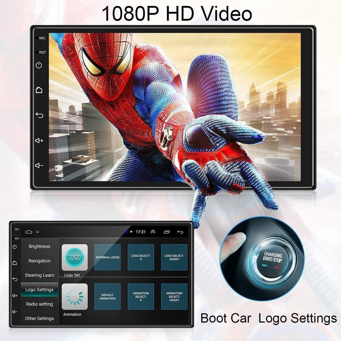 ستيريو سيارة اندرويد مزدوج بشاشة لمس HD 1080P مقاس 7 انش ونظام اندرويد 11 مع نظام تحديد المواقع+نافي+هاي فاي+واي فاي+بلوتوث+RDS+راديو اف ام/ميرور لينك، USB مزدوج مع كاميرا احتياطية (7 انش-(1G+16G))