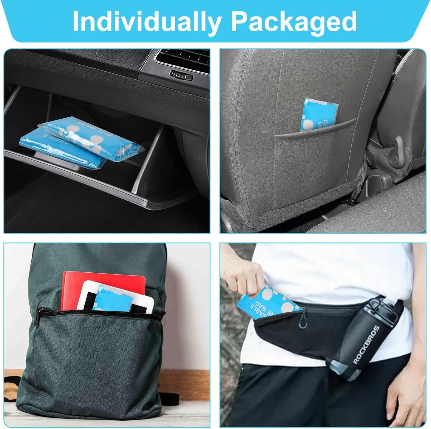 10 Pack Disposable Emergency Pee Bags, 900ML, Portable, Leak-Proof Urine Bags for Camping, Hiking, Road Trips, Men/Women, Emergency Use, Car Travel