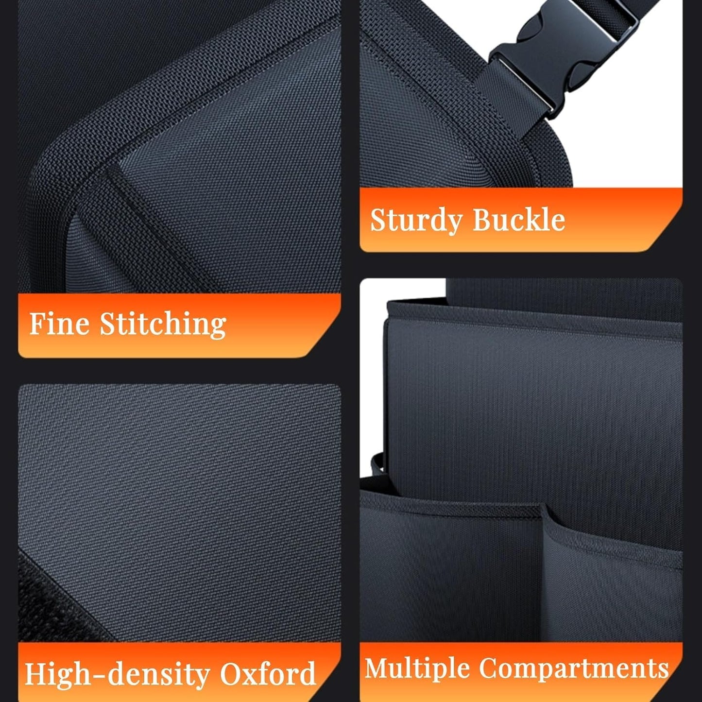 Car Front Seat Organizer with Multi-Layer Hanging Storage & Divider, Oxford Fabric Car Storage Organizer for Front Seat Back & Trunk, Large Capacity, Waterproof, Durable