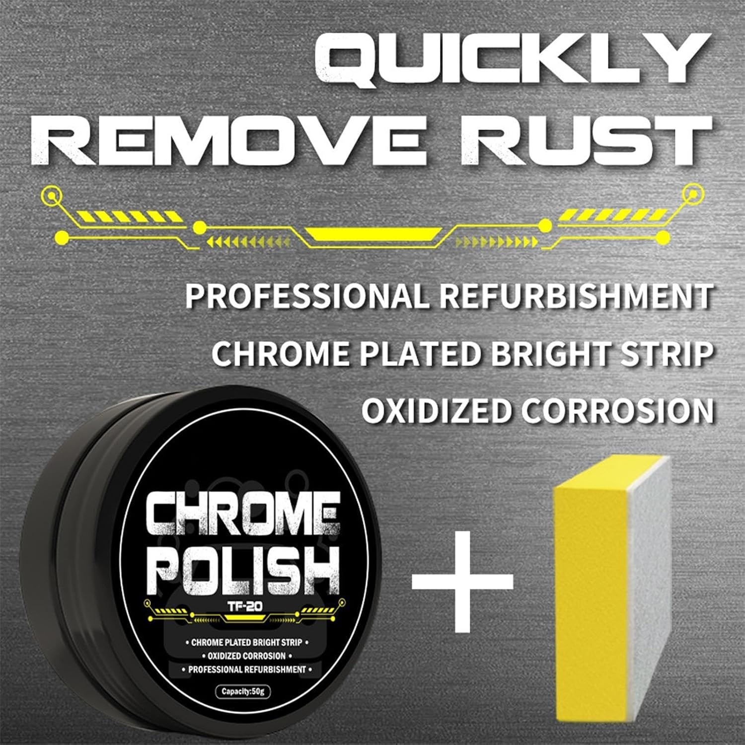 Car Chrome Polish, Versatile Metal Cleaner, Polishing Compound Emblems, Chrome Plate Retreading Agent, Creative Rust Removal Cleaner, Car Metal Polish for SUVs, RVs, and Motorcycles