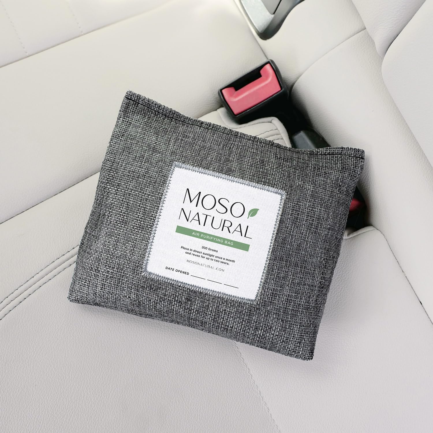 MOSO NATURAL Air Purifying Bag A Scent Free Odor Eliminator For Cars, Trucks and SUVs. Premium Moso Bamboo Charcoal Odor Absorber - 300 g (Pack of 1), Linen, Long Lasting Bag| Lasts up to 2 years!