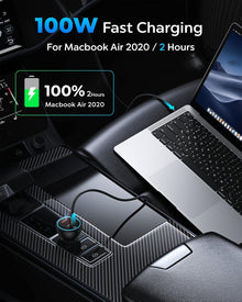 شاحن سيارة USB C، شاحن سيارة باسيوس 160 واط، محول شاحن سيارة سريع QC5.0 PD3.0 بـ3 منافذ، شاحن USB لولاعة السجائر لايفون كروم بوك وسامسونج جالاكسي S21 وايباد برو وماك بوك 2021 وديل لابتوب