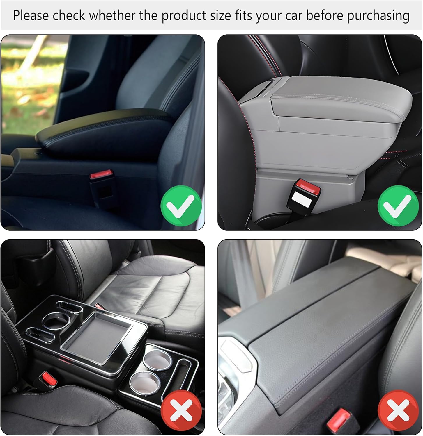 Upgraded Car Center Console Cover,Microfiber Leather Car Armrest Cover Cushion with 2 Storage Bags,Car Armrest Storage Box Car Interior Accessories for Most Vehicles (Black)