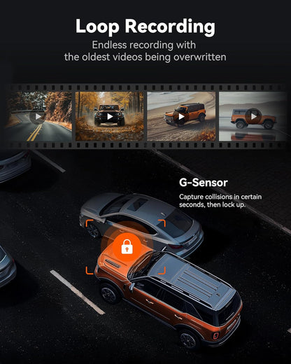 WOLFBOX G840S 12" 4K Mirror Dash Cam Backup Camera, 5.8GHz WiFi Smart Rearview Mirror for Cars & Trucks, Front and Rear View Dual Cameras, Night Vision, Parking Assistance, Included 32GB Card & GPS