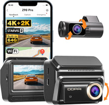 كاميرا لوحة القيادة 4K + 2K من دديباي للسيارات، كاميرا داش مزدوجة STARVIS 2 IMX678 HDR، كاميرا سيارة أمامية وخلفية بسعة 64G eMMC مجانية، 60 إطارًا في الثانية، واي فاي 5G، GPS، شاشة IPS 3 بوصات، رؤية
