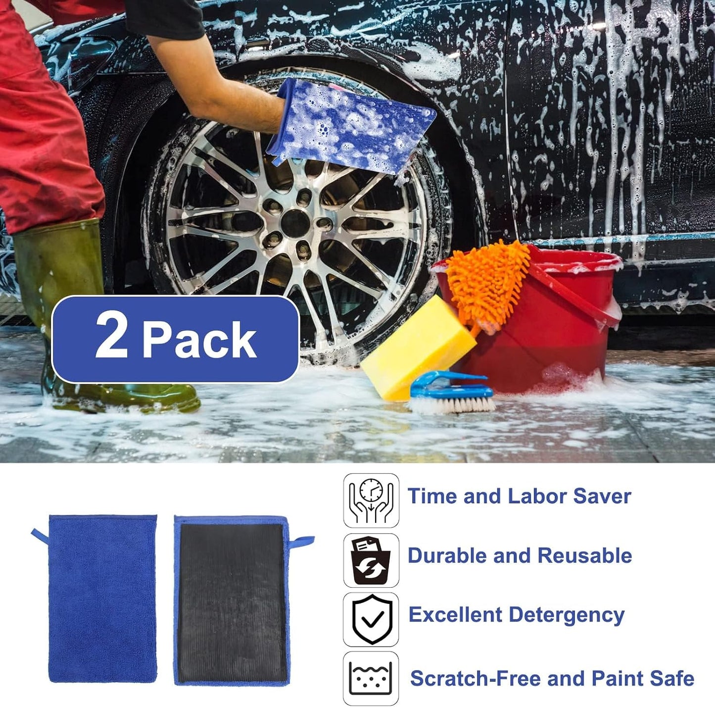 Microfiber Clay Mitt, Clay Bar Towel, Clays Towel Auto Detailing, Reusable Car Wash Glove, High-Efficiency Cleaning, for Car Detailing, Paint Surface Cleaning, Auto Exterior Care.