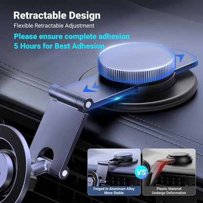 UGREEN MagSafe Car Mount Tesla Magnetic Car Phone Holder, [Upgraded 5-in-1 Tesla/Dashboard/Windscreen/Table], [360° Rotation Retractable Accessories], Fit for iPhone 17/16/15/14, Samsung S25/24/23