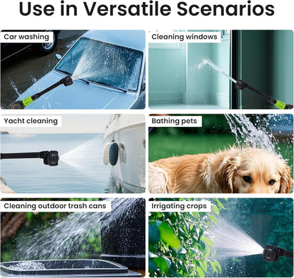 Cordless Pressure Washer gun, Portable Power Washer with 2 Long-Lasting Battery, 3 Pressure Levels, 6-in-1 Nozzle, Foam Cannon, for Car Yard Cleaning Garden Watering