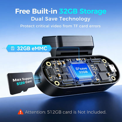 DDPAI 4K Dash Cam for Cars, Front and Rear 2160P+1080P Dashcam Built-in 32G eMMC ADAS 5G WiFi GPS with APP Control 24 Hours Parking Monitor, N5 Dual