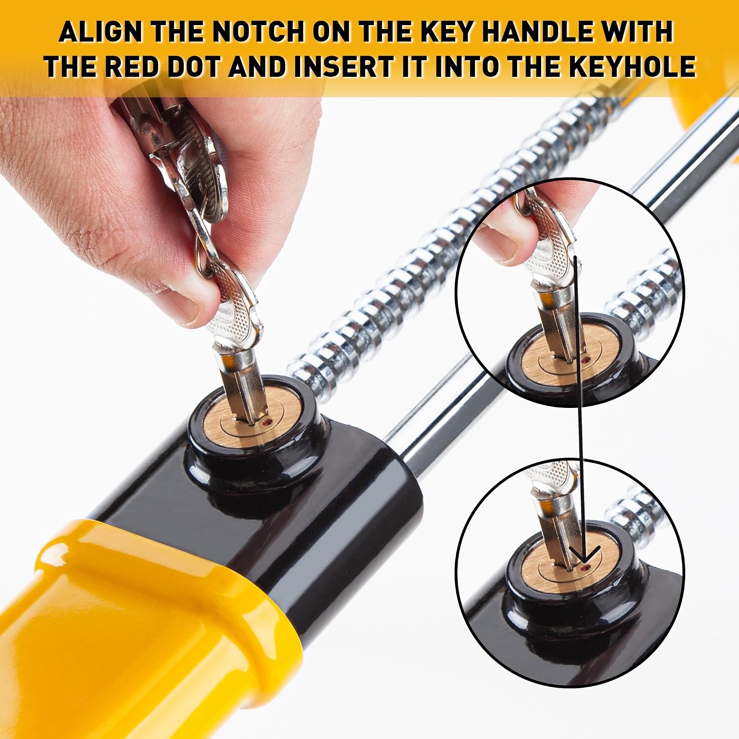 CARTMAN Heavy Duty Steering Wheel Lock Anti-Theft Car Device Security Car Lock Great Deterrent Adjustable Antitheft Locking Devices for Vehicle Truck with 3 Keys
