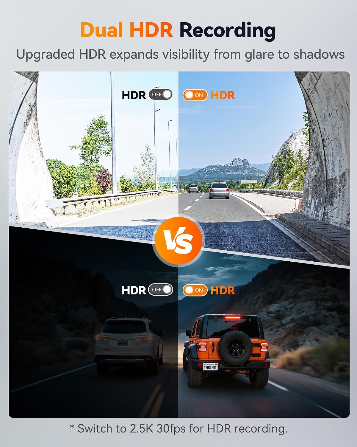 WOLFBOX X3 2.5K 60FPS Dash Camera, STARVIS 2 IMX675 with ADAS, 2.5K+1080P Dual Dashcam Front and Rear Camera, Built-in 5.8GHz WiFi & GPS, Included 64GB Card, Touch Screen, G-Sensor, Loop Recording