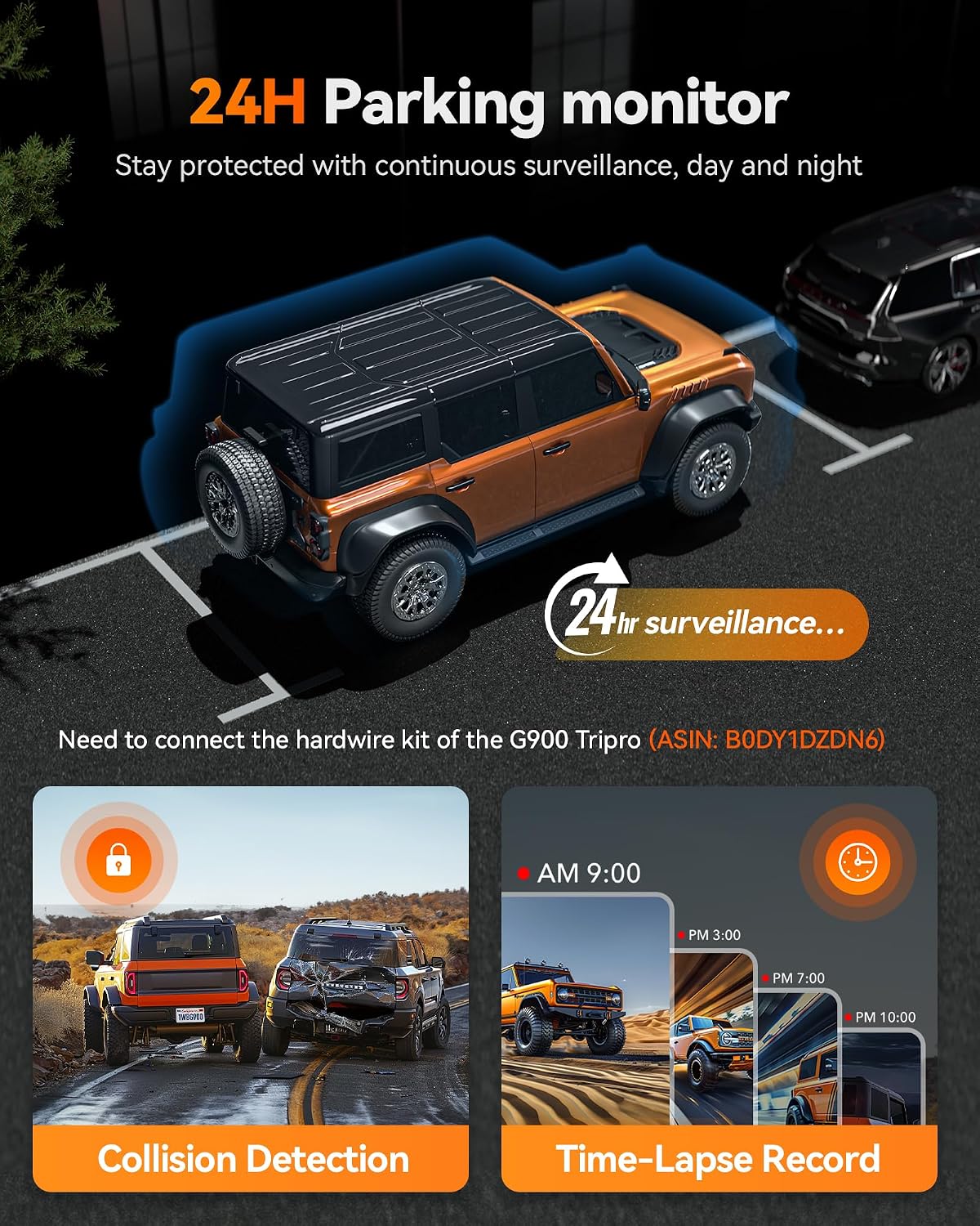 WOLFBOX G900 Tripro Cabin Version 3-Channel 4K Rear View Mirror Dash Cam for Cars, 8MP STARVIS IMX678 Night Vision, 4K+1080P+2.5K Front Inside & Rear Car Dash Camera, 5.8GHz WiFi, Voice Control, 256GB