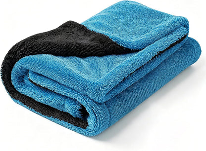 NAYEL Jumbo 1300GSM Car Drying Towel, 650g+ Professional Weight, Ultra Thick Super Absorbent Microfiber Cloth, 90x60cm (Blue & Grey)