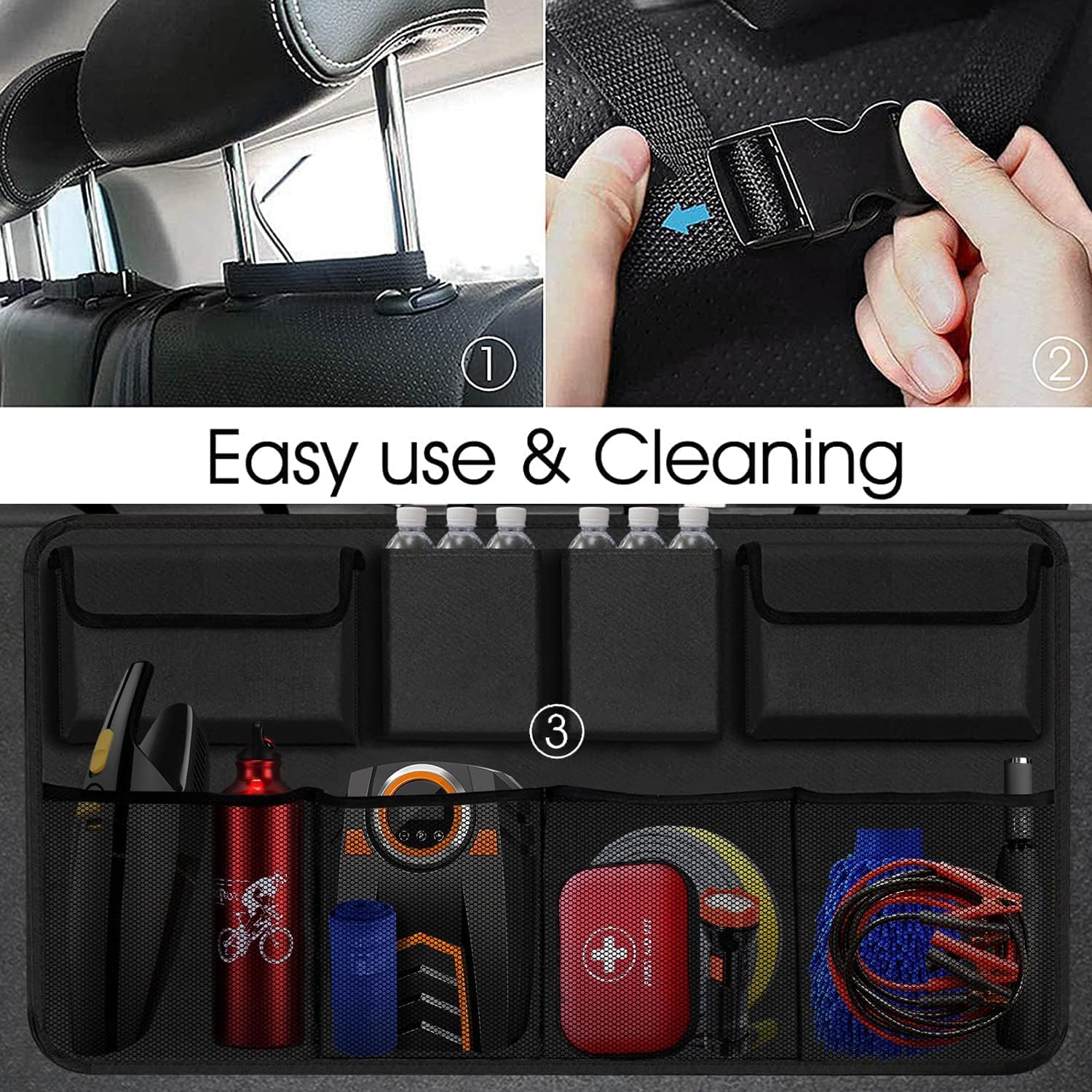 Car Trunk Organizer with 8 Large Storage Pockets | Versatile Backseat Hanging Organizer for SUV, Truck & Van | Extra Capacity for Space Saving and Efficient Storage Solutions