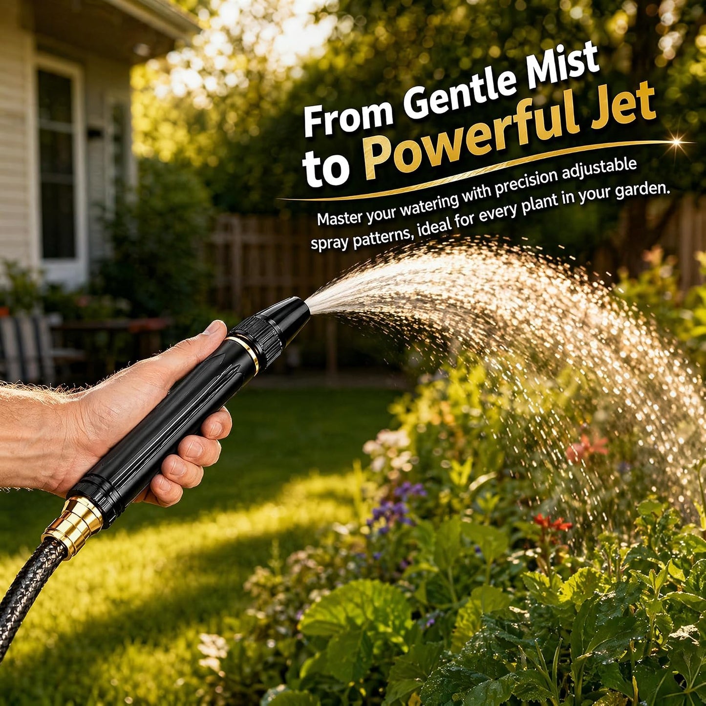 BananaHome Home High-Pressure Car Wash Water Gun, Car Wash Water Gun Garden Hose Sprayer, Adjustable Spray Patterns, for Watering Plants and Vegetables, and Car Washing