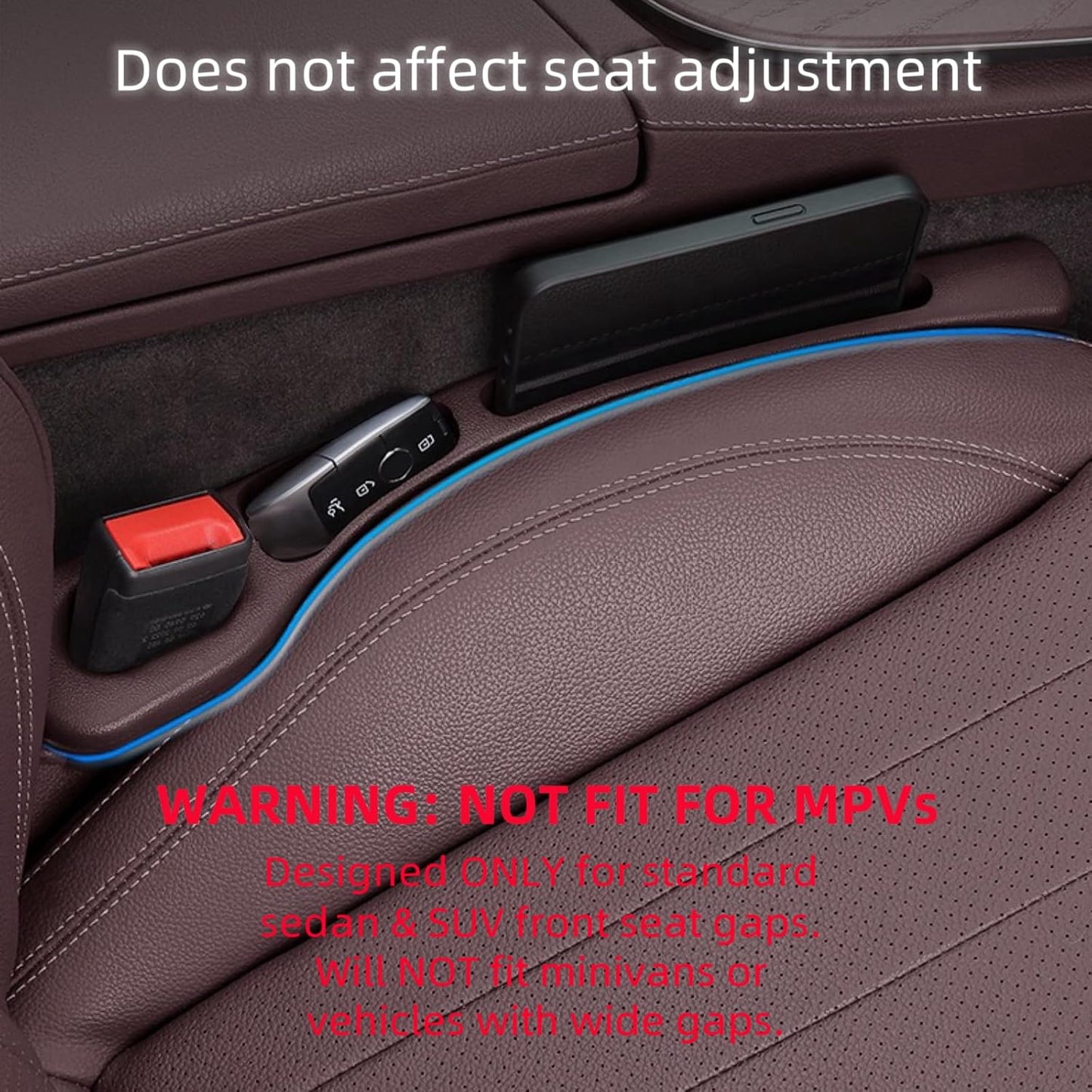 2 Pack Car Seat Gap Filler Organizer - Universal Storage Pockets for Cars/SUVs/Trucks | EVA Gap Stopper Prevents Phone/Keys from Falling | Stylish Car Interior Accessories (black)