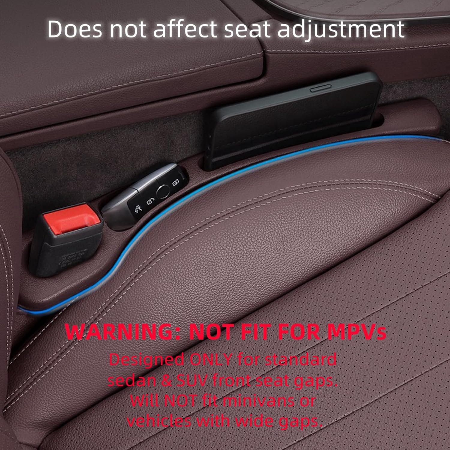 2 Pack Car Seat Gap Filler Organizer - Universal Storage Pockets for Cars/SUVs/Trucks | EVA Gap Stopper Prevents Phone/Keys from Falling | Stylish Car Interior Accessories (black)