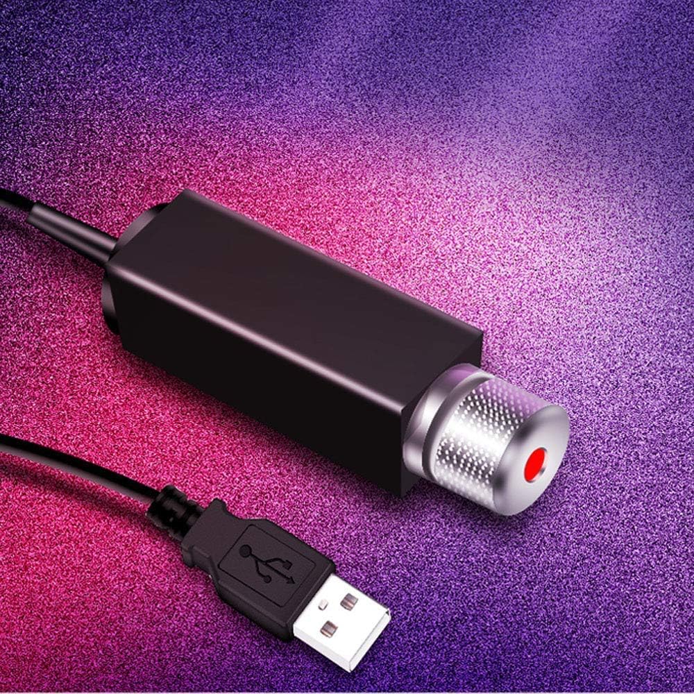 مصابيح LED بتصميم نجوم لسقف السيارة بمنفذ USB، مصباح ليلي رومانسي للمجرة مرن يناسب جميع السيارات لتزيين السقف الداخلي والإضاءة المحيطة - لا حاجة للتركيب (أحمر)