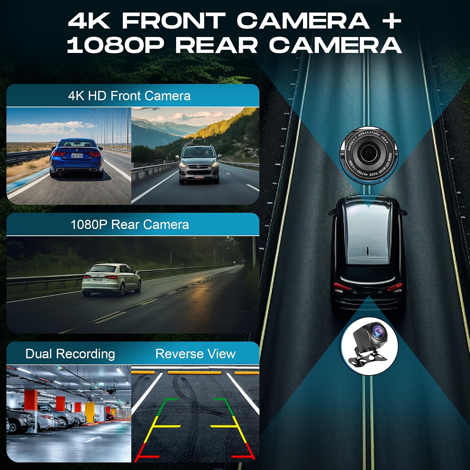 شاشة سيارة 11.26 بوصة لاسلكية مع كاميرا لوحة القيادة بدقة 4K وكاميرا خلفية بدقة 1080 بكسل و4 مخرجات صوتية - ستيريو سيارة بشاشة لمس متوافق مع أندرويد أوتو - شاشة كاربلاي قابلة للتثبيت على لوحة القيادة