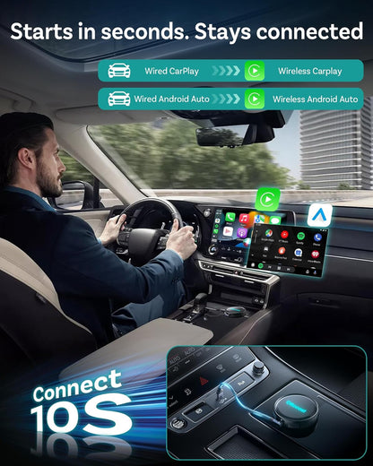 Ottocast P3 Pro OttoAibox Smart AI Car Box with Voice Assistant, Wireless CarPlay & Android Auto, HDMI Out, 5G WiFi Bluetooth 6, Cloud SIM, Split-Screen, Android 13 System