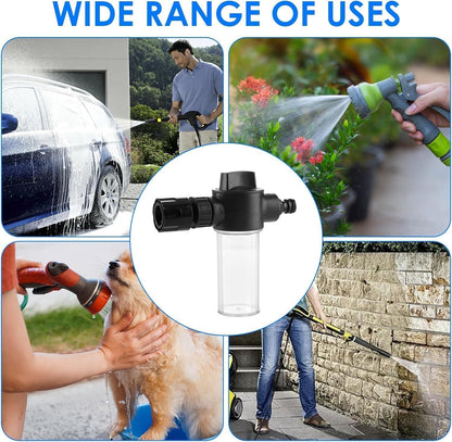 Adjustable High Pressure Garden Hose Foam Sprayer - Multi-Function Car Wash Water Gun with Foam Cannon, Jet Nozzle for Lawn, Plant Watering, Pet Shower & Home Cleaning