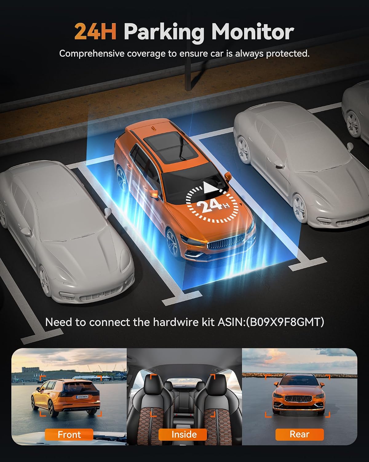 WOLFBOX X5 New 3 Channel 4K HDR Dash Cam, STARVIS 2 IMX678,4K+2.5K+1080P Front and Rear Inside Car Camera with 128GB Card, Voice Control, 5.8GHz WiFi GPS, Touch Screen, Digital Signal, Support 512GB
