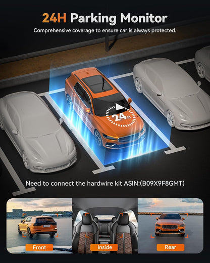 WOLFBOX X5 New 3 Channel 4K HDR Dash Cam, STARVIS 2 IMX678,4K+2.5K+1080P Front and Rear Inside Car Camera with 128GB Card, Voice Control, 5.8GHz WiFi GPS, Touch Screen, Digital Signal, Support 512GB