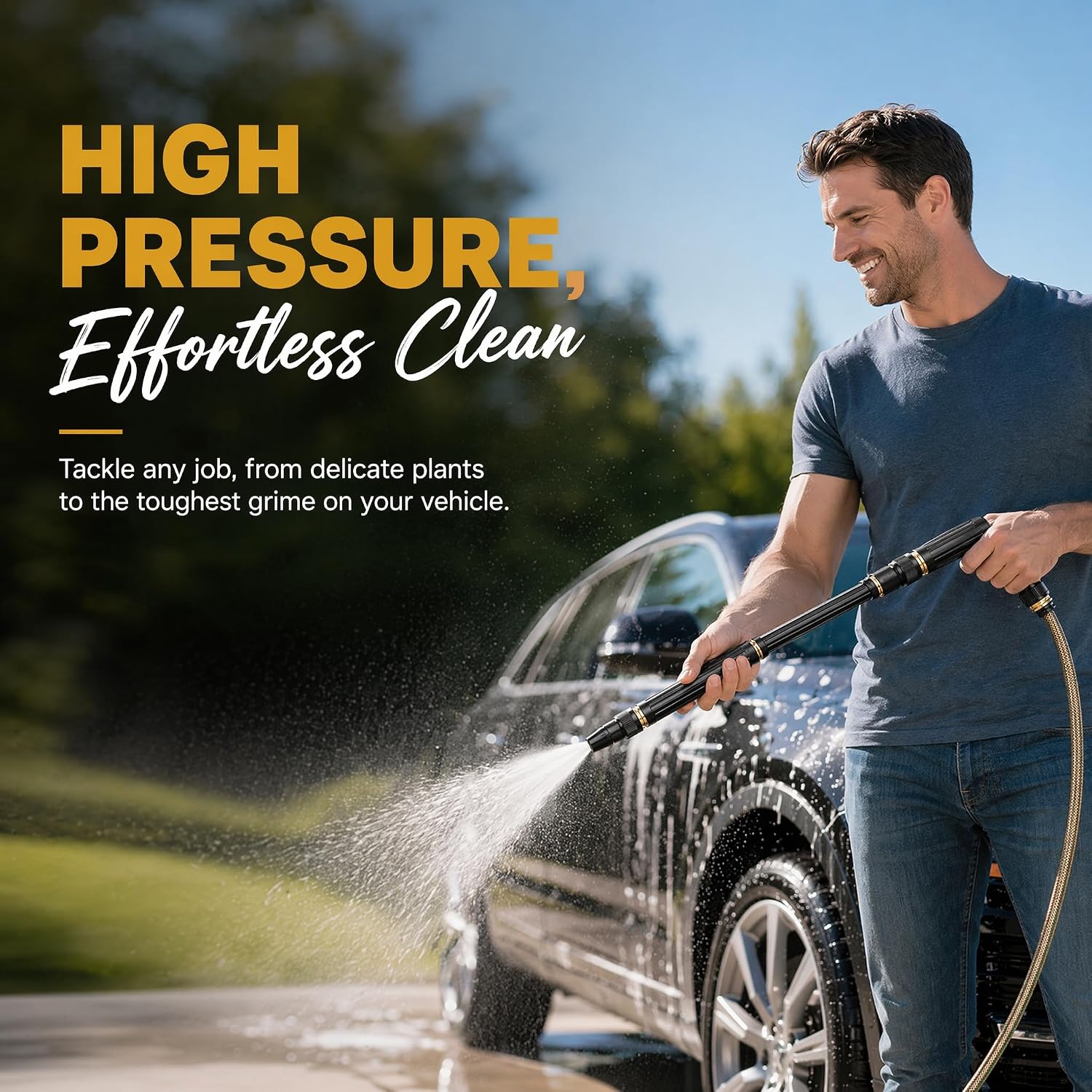 BananaHome Home High-Pressure Car Wash Water Gun, Car Wash Water Gun Garden Hose Sprayer, Adjustable Spray Patterns, for Watering Plants and Vegetables, and Car Washing