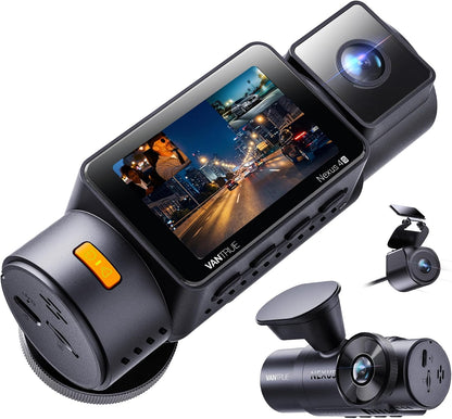 Vantrue N4S 3 Channel WiFi Dash Cam, STARVIS 2, PlatePix™, 2.7K+1440P+1440 Front Inside Rear Dashcam, HDR, IR Night Vision, Voice Control, GPS, G-sensor, 24/7 Buffered Parking Mode, Support 1TB Max