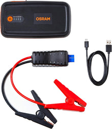 مشغل بطارية السيارة ليثيوم من أوسرام مع باور بانك 13000mAh، معزز بطارية السيارة، باور باتري ستارت 300 1500A، مدمج، لسيارات 12 فولت حتى 6 لتر بنزين، شاحن للهاتف/الجهاز اللوحي مع مصباح LED