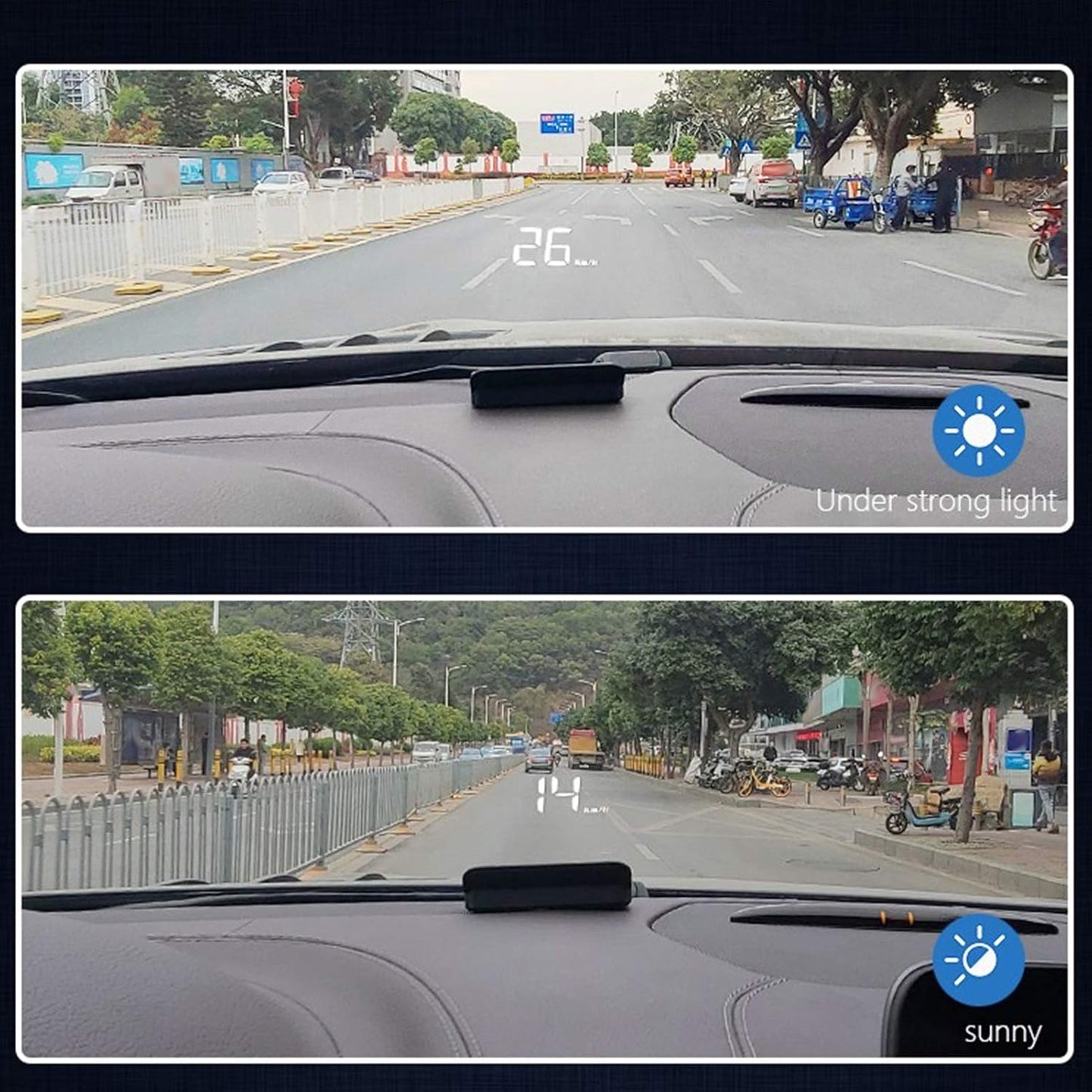 Car Speedometer, OBD2 HUD Windscreen Projector Multifunctional Display Alarm Fatigue Driving Reminder