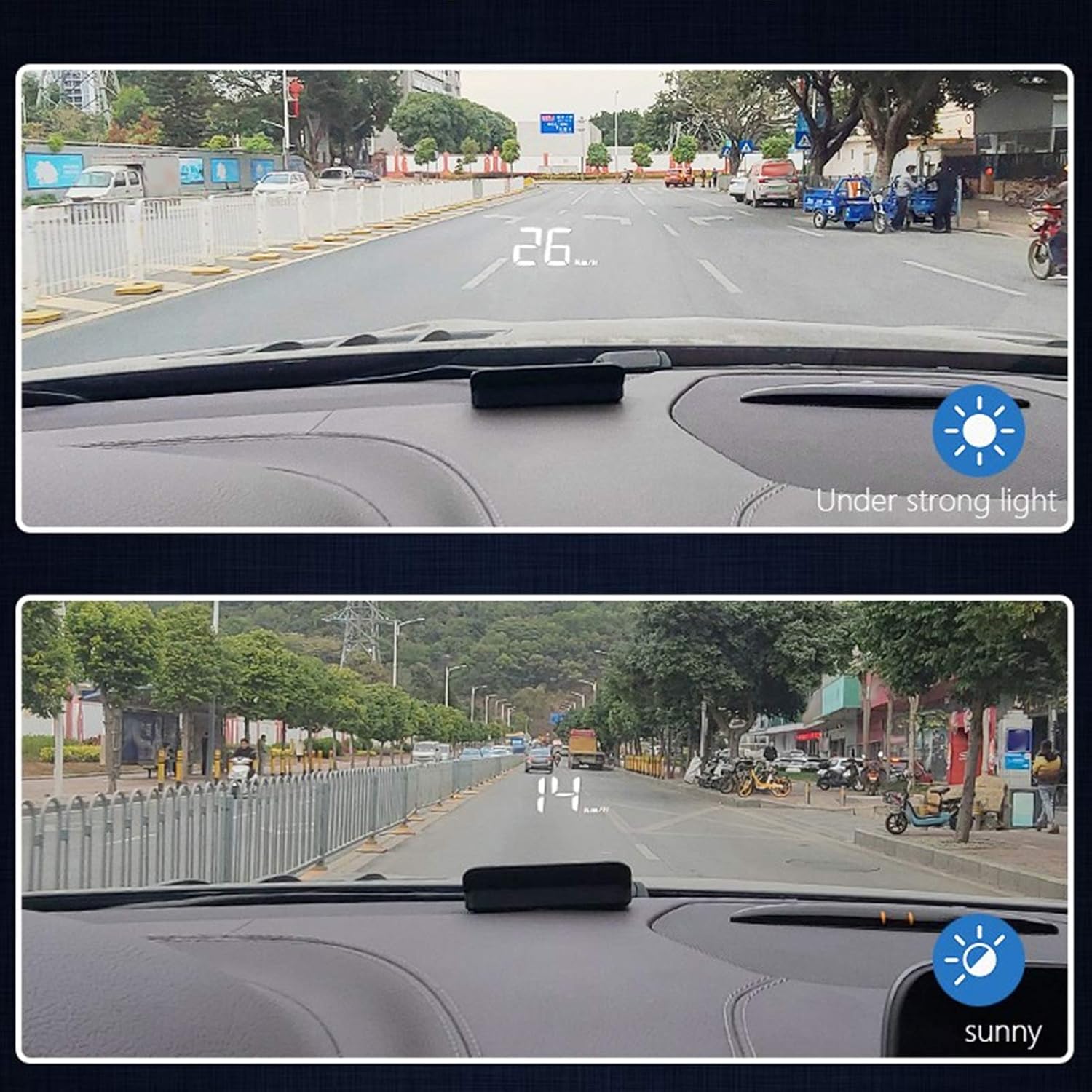 Car Speedometer, OBD2 HUD Windscreen Projector Multifunctional Display Alarm Fatigue Driving Reminder