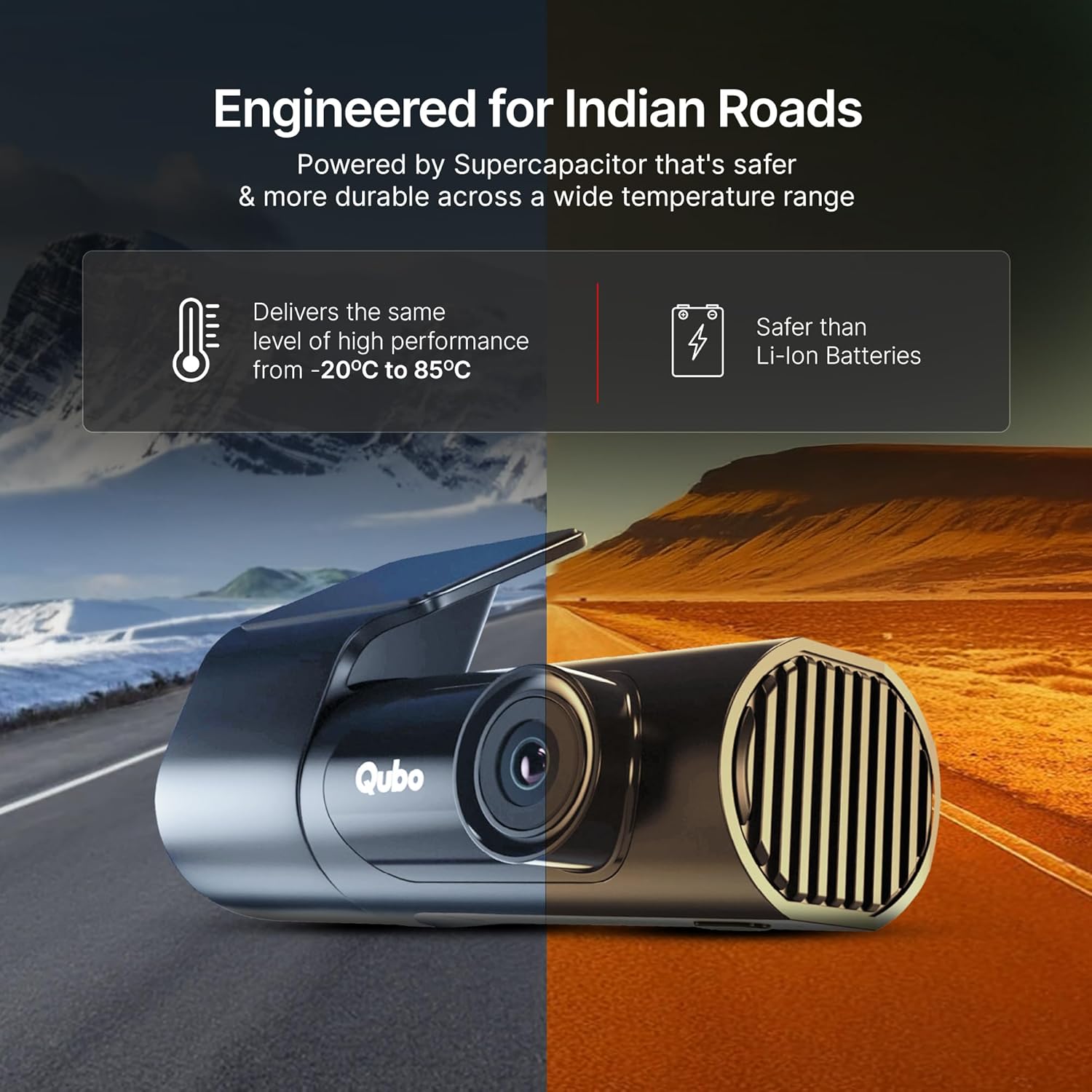 Qubo Car Dash Camera Pro X from Hero Group | 2MP FHD 1080p | Made in India Dashcam | Super Capacitor | WiFi | with Emergency Recording | Easy DIY Set Up | Up to 1TB SD Card Supported | (Space Grey)