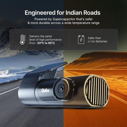 Qubo Car Dash Camera Pro X from Hero Group | 2MP FHD 1080p | Made in India Dashcam | Super Capacitor | WiFi | with Emergency Recording | Easy DIY Set Up | Up to 1TB SD Card Supported | (Space Grey)